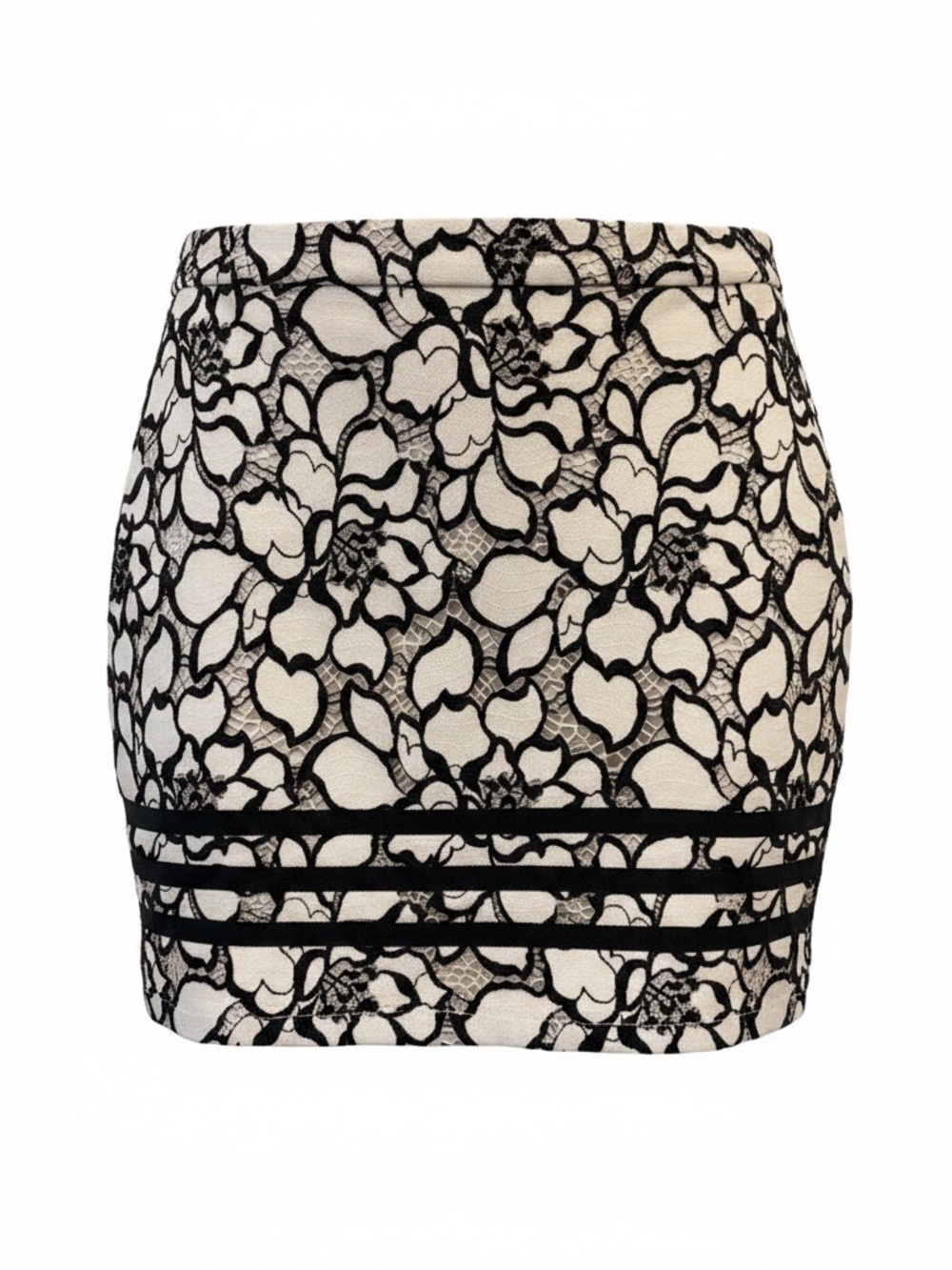 Endless Rose Black & Cream Floral Lace Mini Skirt